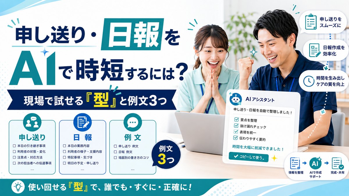 申し送り・日報をAIで時短するには?現場で試せる型と例文3つ